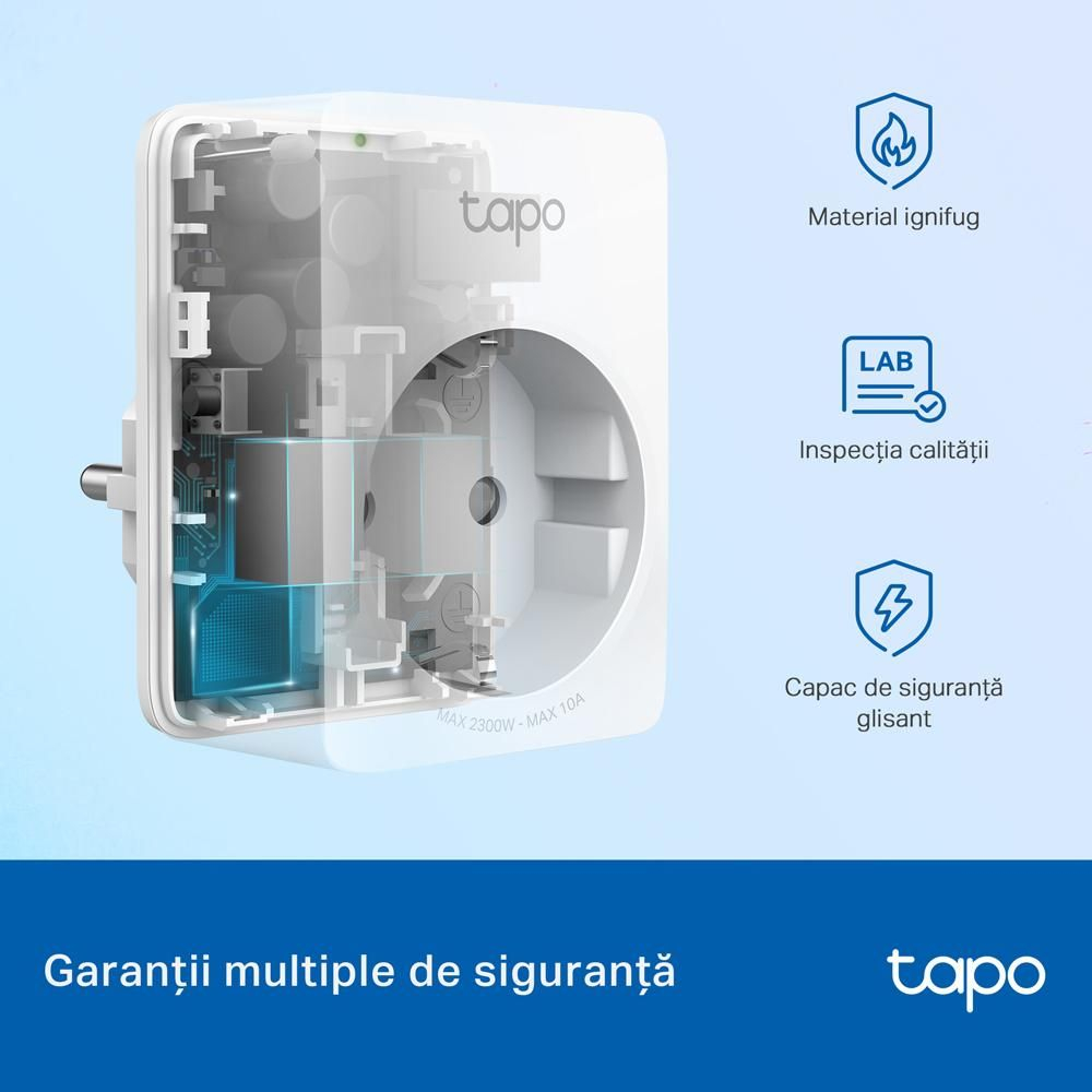 Priza inteligenta mini TP-Link Tapo P100M Wi-Fi, Compatibila Matter, 10A, 220-240V (Tapo P100M) - TP-LINK [4]