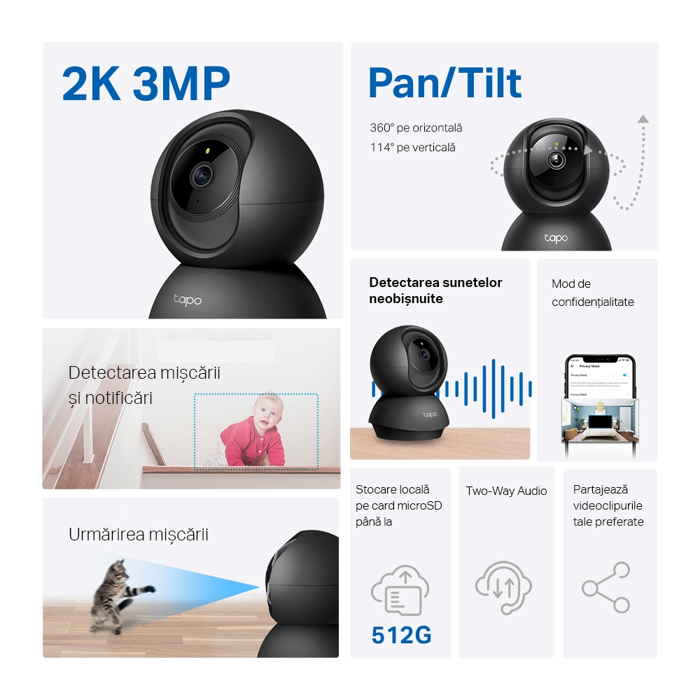 Camera de supraveghere video Wi-Fi pan/tilt TP-Link Tapo C211 neagra (TAPO C211) - TP-LINK [7]