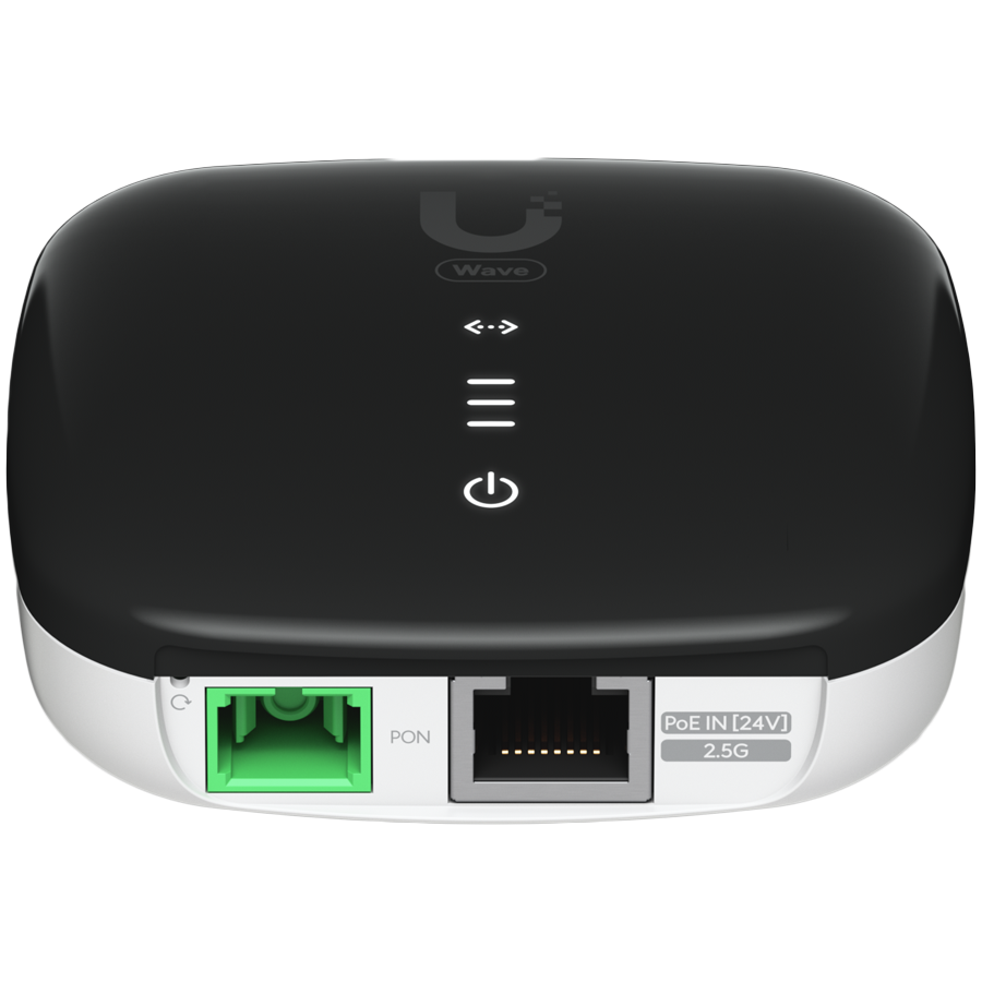 Ubiquiti Wave-Fiber-ONU-20 A GPON optical network unit with a 2.5 GbE port that delivers 1.2 Gbps uplink / 2.5 Gbps downlink speeds at distances up to 20 km [2]