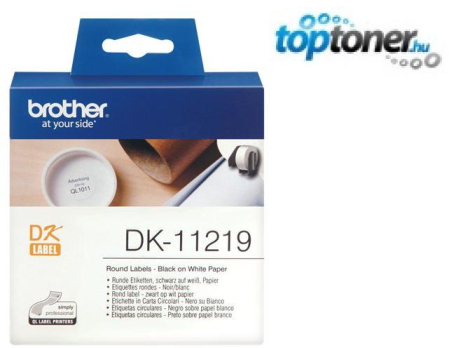 Consumabile pt print termic - Rolă de etichete rotunde originală Brother DK-11219 – negru pe alb, diametru de 12mm