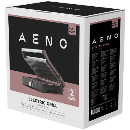AENO Electric Grill EG2: 2000W, Temperature regulation, Max opening angle -180°, Plate size 290*234mm [5]