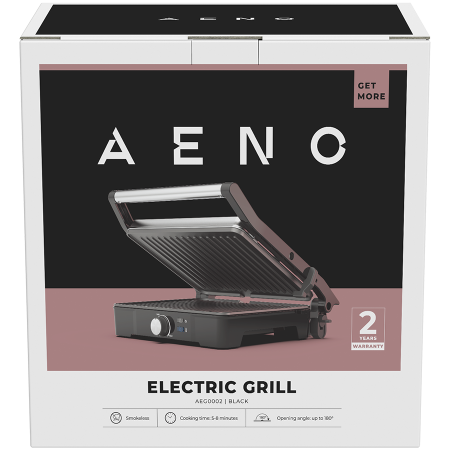 AENO Electric Grill EG2: 2000W, Temperature regulation, Max opening angle -180°, Plate size 290*234mm [4]