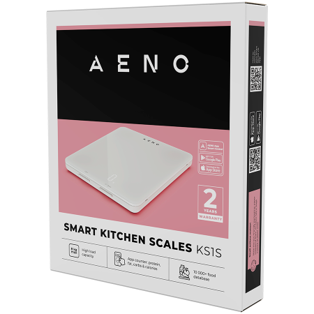 AENO Kitchen Scale KS1S Smart, Max load - 8 kg, Bluetooth, 10,000+ products & meals, 25 indicators analysis, Coffee mode, 6 unit conversion: kg, g, lb, fl, oz, ml, Material - glass [5]
