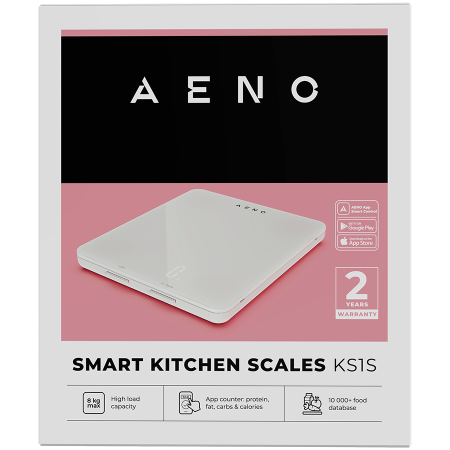 AENO Kitchen Scale KS1S Smart, Max load - 8 kg, Bluetooth, 10,000+ products & meals, 25 indicators analysis, Coffee mode, 6 unit conversion: kg, g, lb, fl, oz, ml, Material - glass [4]