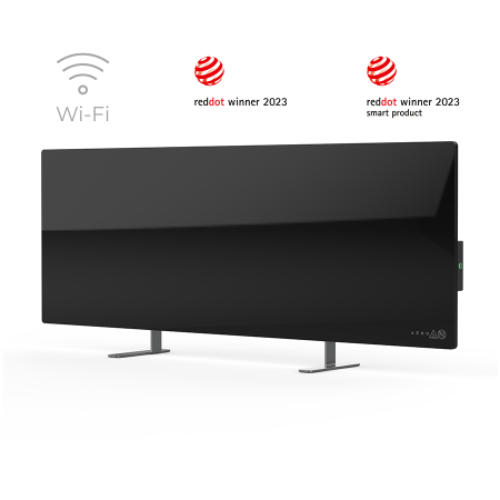 AGD - AENO Premium Eco Smart Heater, 700W, Tempered glass, Infrared+convection heating type, Plug type: Europe (E/F type), BLACK