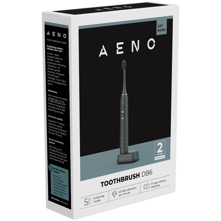AENO Sonic Electric Toothbrush DB6: Black, 5 modes, wireless charging, 46000rpm, 40 days without charging, IPX7 [7]