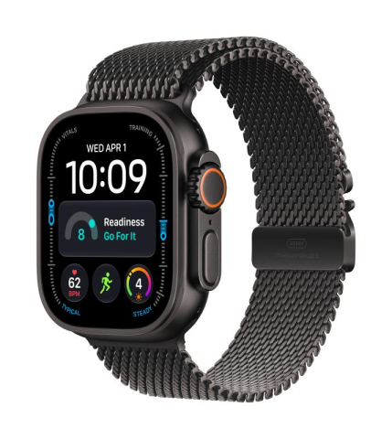 NOD_products - Apple Watch Ultra 4 GPS + Cellular 49mm Black Titanium Case with Black Titanium Milanese Loop - L
