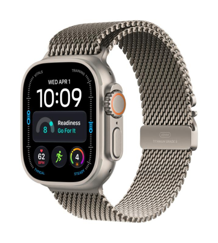 NOD_products - Apple Watch Ultra 4 GPS + Cellular 49mm Natural Titanium Case with Natural Titanium Milanese Loop - L