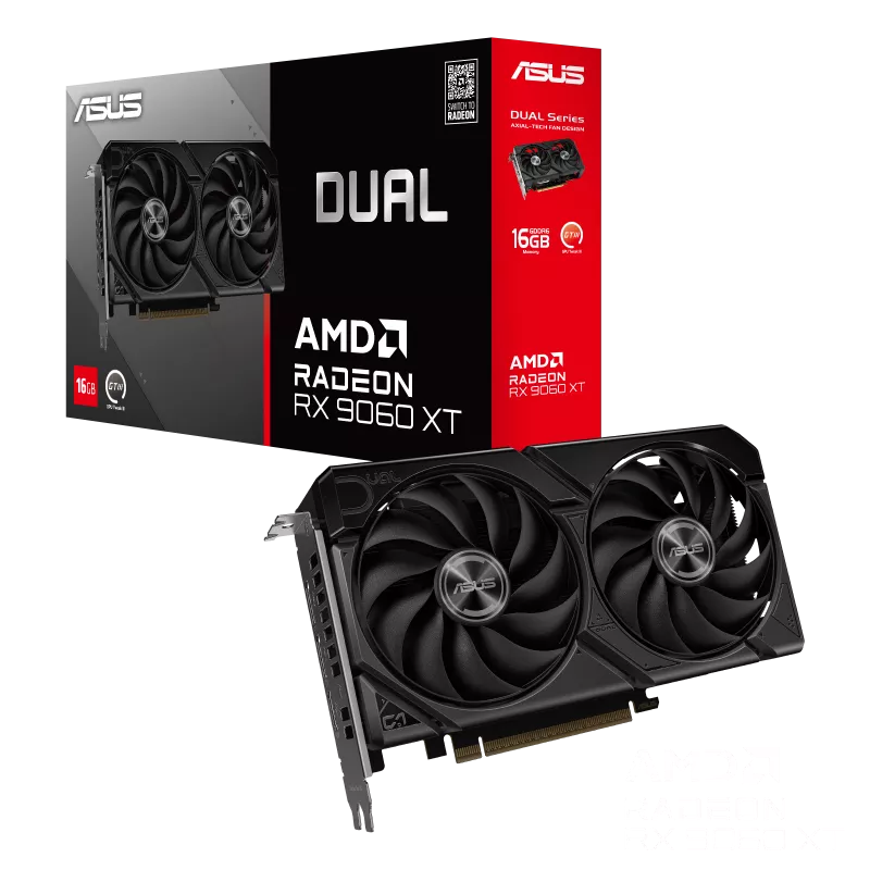 Componente - Placa video ASUS Dual Radeon RX 9060 XT 16GB GDDR6 (DUAL-RX9060XT-16G) - ASUS