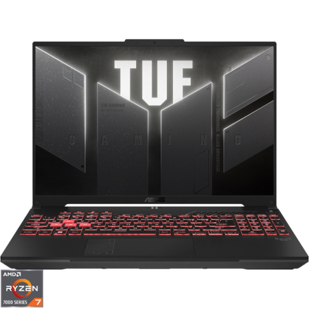 Laptopuri - ASUS TUF A16 FA607NUG-RL148, AMD Ryzen 7 7445HS, RTX 4050 6GB, 16GB RAM, SSD 512GB, ecran 16" FHD+ 144Hz, NoOS, Graphite Black