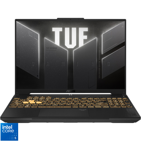 Laptop-uri Gaming - ASUS TUF Gaming F16 FX607VJB-RL164, Intel Core 5 210H, RTX 3050 6GB, 16GB RAM, SSD 512GB PCIe 4.0, ecran 16" FHD+ 144Hz, NoOS, Mecha Gray