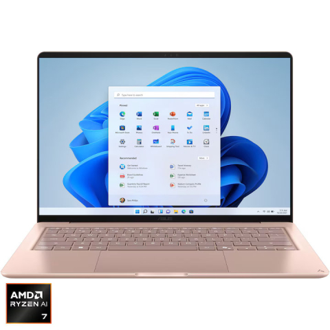 Laptopuri / notebookuri - Laptop ASUS Zenbook 14 14 inch FHD OLED AMD Ryzen AI 7 345 16GB 512GB SSD Windows 11 Home Ceraluminum Rose Pink