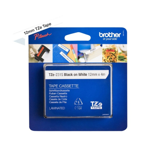 Banda Brother 12mm BLACK ON WHITE (4m) TZE231S2 [2]