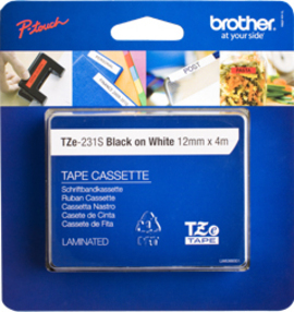 Banda Brother 12mm BLACK ON WHITE (4m) TZE231S2 [1]