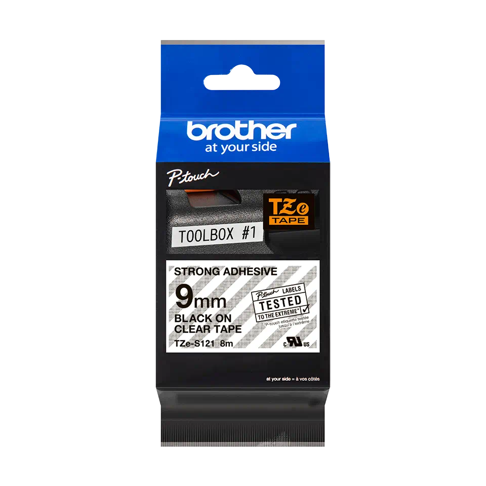 Banda laminata/puternic adeziva 9mm/8m negru/transparent [1]