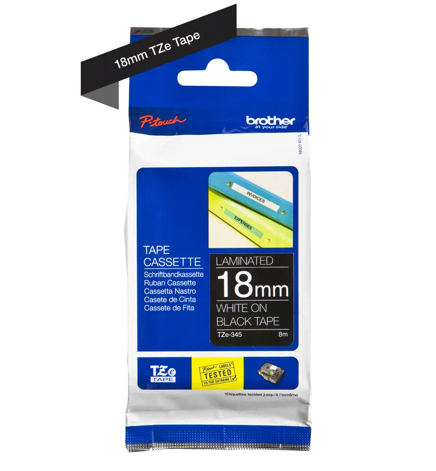 Brother TZE345 tape 18mm WHITE ON BLACK [2]