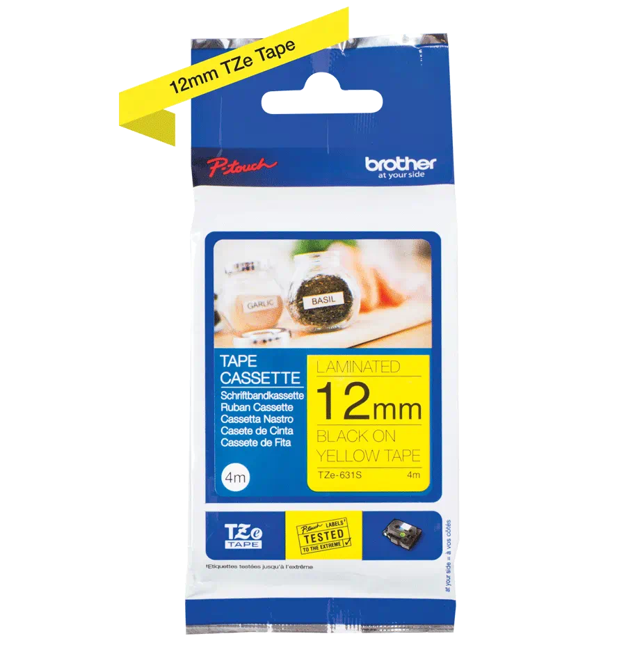 Ribbon - Banda de etichete originala Brother TZe-631S - negru pe galben de 12 mm latime