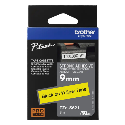 Banda Etichete Brother TZeS621, Laminată, Negru pe Galben, 9mm/8m [1]
