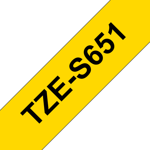Ribbon - Casetă cu bandă de etichete originală Brother TZE-S651 – negru pe galben, lățime de 24 mm