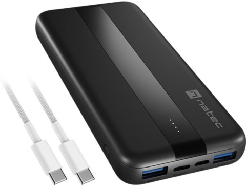 Accesorii telefoane - Baterie externa Natec Trevi Slim Q V2 10000mAh PD 20W USB-C USB-A negru
