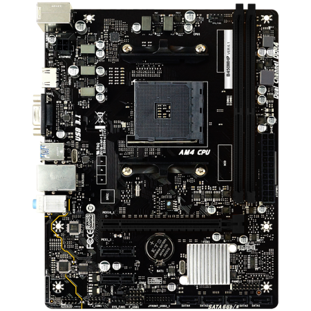 BIOSTAR MB B450 AM4 2 x DDR4 4 x SATA II 1 x VGA Port 1 x HDMI Port 1 x LAN port Micro ATX [1]