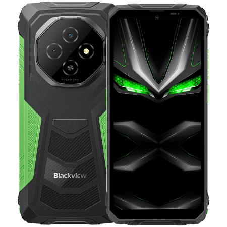 Telefoane - Blackview FORT1 LTE 6.56-inch HD+ 1612x720 90Hz 6+256GB Unisoc T615 Octa-Core 1.8GHz 8MP Front 16+2MP Rear NFC MIL-STD-810H 10000mAh Fingerprint Android 15 Green