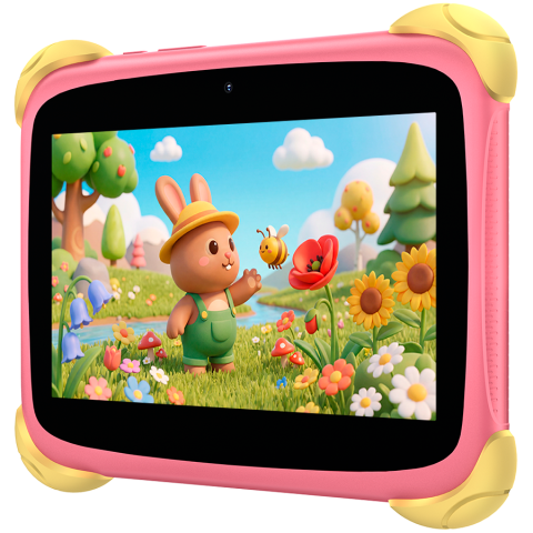 Blackview Link 1 Kids Mini WiFi6 7-inch 1024x600 HD+ 60Hz RK3562 2.0Hz 3GB+32GB 3000mAh Cam 2MP 5MP Stylus glass protector Handle Stand design Android 16 Sweet Pink [2]