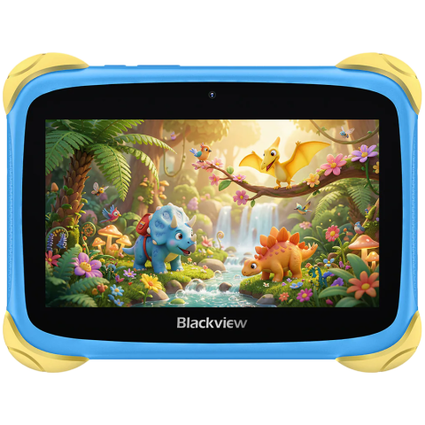 Tablete - Blackview Link 1 Kids Mini WiFi6 7-inch 1024x600 HD+ 60Hz RK3562 2.0Hz 3GB+32GB 3000mAh Cam 2MP 5MP Stylus glass protector Handle Stand design Android 16 Brave Blue