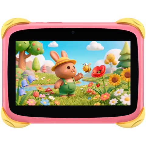 Tablete - Blackview Link 1 Kids Mini WiFi6 7-inch 1024x600 HD+ 60Hz RK3562 2.0Hz 3GB+32GB 3000mAh Cam 2MP 5MP Stylus glass protector Handle Stand design Android 16 Sweet Pink