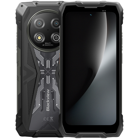 Telefoane - Blackview ROCK 2 5G 6.67-inch HD+ 1640x720 120Hz 12+256GB Unosoc T8100 Octa-Core 2.2GHz 13MP Front 16MP Rear NFC FG MIL-STD-810H 15000mAh Fingerprint Android 16 Black