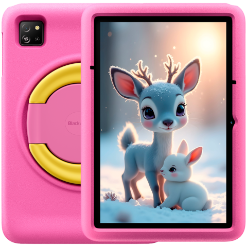 Tablete - Blackview Tab 60 Pro Kids LTE 10.1-inch HD+ 800x1280 IPS 60Hz 4GB/128GB Octa-core T606 1.6GHz 5MP Front/8MP Back Camera Battery 7700mAh NO Carger USB Type-C Android 15 SD card slot Rose Pink