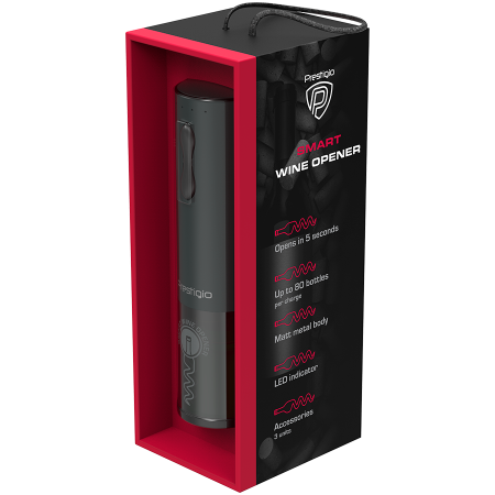 Bolsena, Electric wine opener with Prestigio Logo, aerator , vacuum preserver, Black color [5]