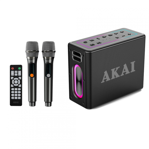 NOD_products_tech - Boxa portabila Akai cu 2 micfrofoane wireless IPX6-80W