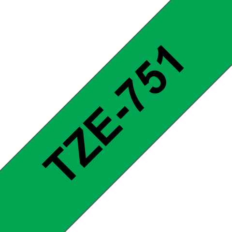 Casetă cu bandă de etichete originală Brother TZe-751 – negru pe verde, lățime de 24 mm [1]