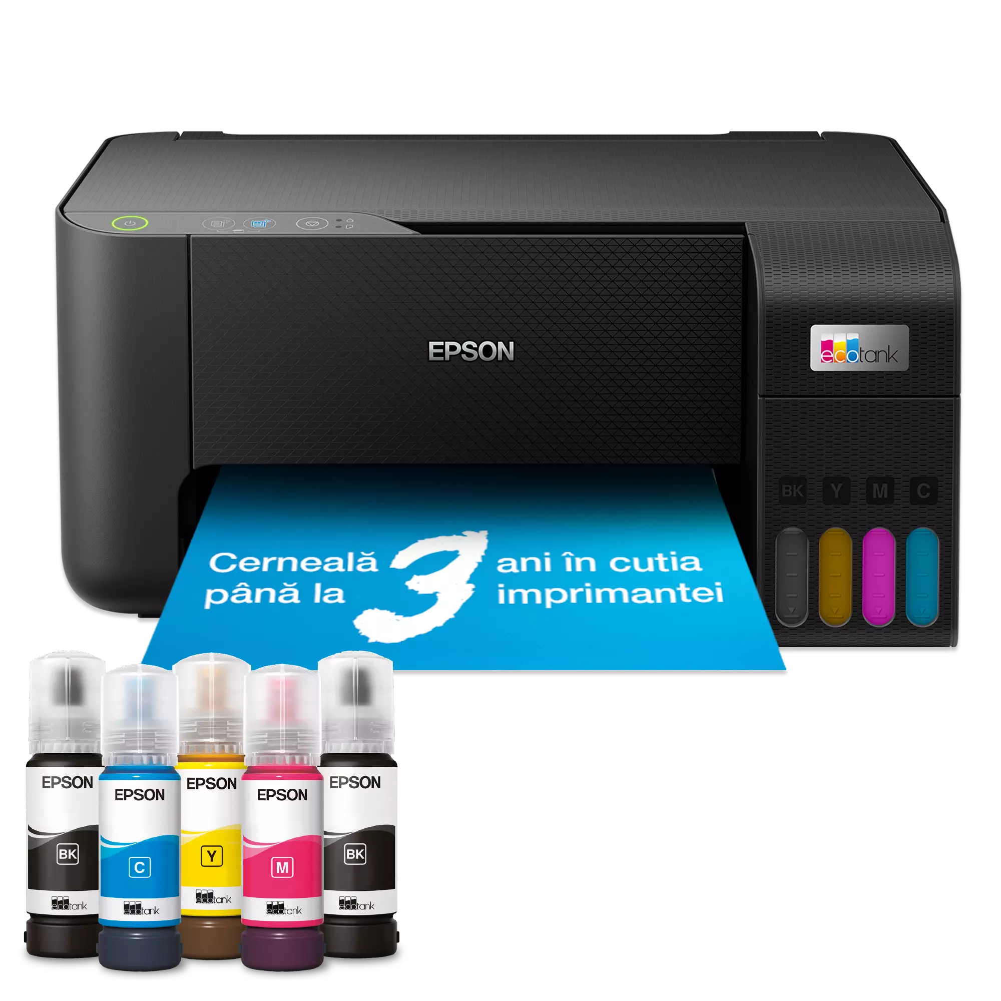 Imprimante - Pachet promotional multifunctiona inkjet CISS Epson EcoTank L3230 cu cerneala neagra Epson 103 (C11CJ68407 / C13T00S14A) - EPSON
