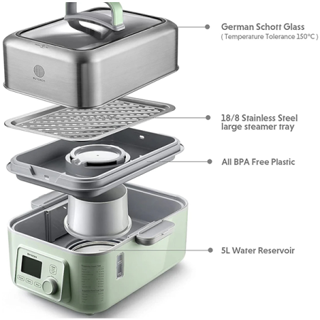 BUYDEEM Multi function Digital Food Steamer, model G564, color Cozy Greenish, EU [4]