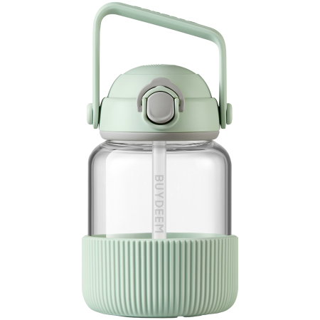 AGD - BUYDEEM Pop-Up Straw Glass Bottle 800 ml, model DG78, color Cozy Greenish