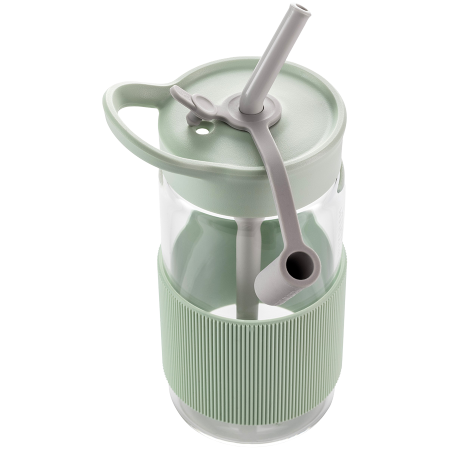 AGD - BUYDEEM Portable Glass Straw Bottle 500 ml, model CD1017, color Cozy Greenish