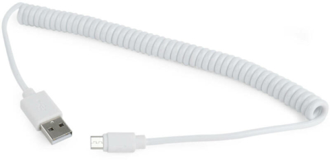 Cabluri & Adaptoare - Cablu de date și încărcare Gembird Micro-USB, spiralat, 1.8m, Alb (CC-MUSB2C-AMBM-6-W)