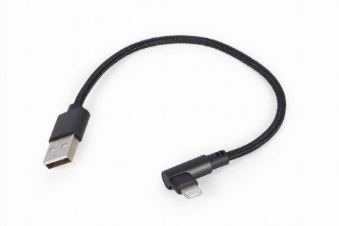 Cabluri & Adaptoare - Cablu de date și încărcare Gembird USB 2.0 la 8-pini, unghiular, 0.2m, Negru (CC-USB2-AMLML-0.2M)