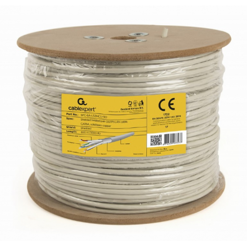 Cabluri retea - Cablu rețea instalare Gembird Cat. 6A S/FTP, Solid, LSZH, 305m, Gri (SPC-6A-LSZHCU-SO)