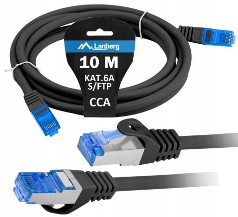 Cabluri retea - Cablu retea patchcord Cat.6A FTP LSZH 10m negru Lanberg