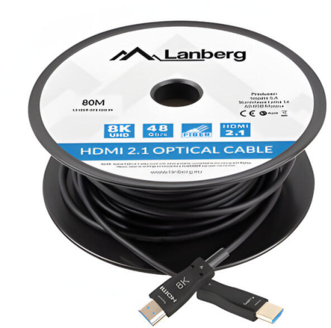 TV - Cablu video HDMI optic activ (AOC) Lanberg CA-HDMI-30FB-0800-BK v2.1, 8K, 80m