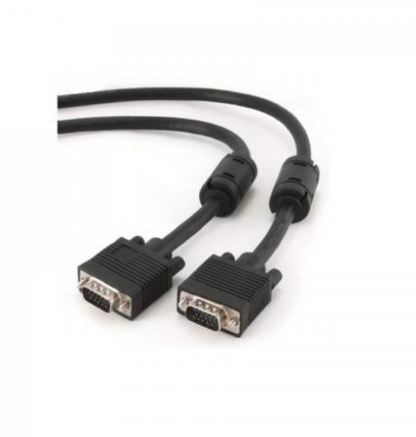 Periferice PC - Cablu video VGA Gembird, HD15 tată-tată, Dublu ecranat, cu 2 nuclee de ferită, 30m, Negru (CC-PPVGA-30M-B)