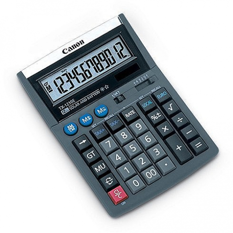 Accesorii Printing - Calculator birou Canon TX-1210E, display LCD, alimentare solara si baterie, conversie Euro-local, tax.