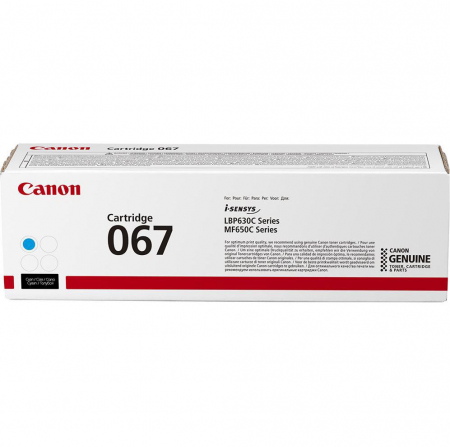MF655Cdw - Toner Canon CRG-067C, cyan (albastru), original, 1.25k pagini pentru i-SENSYS LBP631Cdw,  LBP633Cdw, MF651Cw, MF655Cw, MF657Cw
