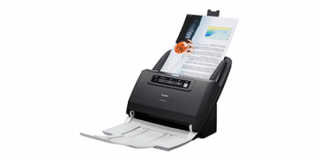 Scanner Canon DRM160II, dimensiune A4, tip sheetfed, viteza de scanare: Alb-negru: 200/300 dpi, 40 ppm/80 ipm, Color: 200 dpi, 300 dpi: 40 ppm/80 ipm, rezolutie optica 600dpi, senzor CIS, software inclus: Driver ISIS/TWAIN, CaptureOnTouch, CapturePerfect 3.1, Kofax VRS, eCopy PDF Pro Office [1]