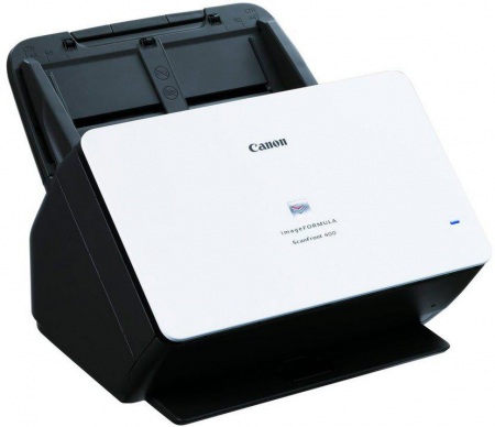 Scannere - Scanner Canon ScanFront400, dimensiune A4, tip sheetfed, viteza de scanare 45ppm alb-negru si color, rezolutie optica 600dpi, senzor CIS, TIFF, JPEG, PNG, PDF, PDF/A, Toolkit pentru aplicaţii Web (SDK)1 pentru instrumentul de administrare ScanFront interfata: USB 2.0, ADF 60 coli, Duplex, volum de