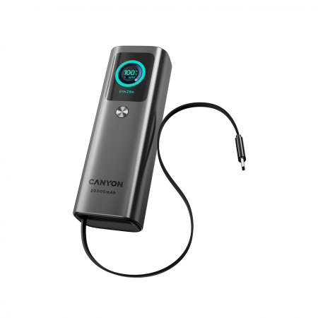 Accesorii - CANYON Built-in cable power bank OnPower 265 20000mAh 165W Aluminium Dark grey