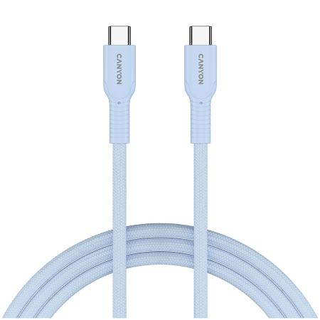 Cabluri & Adaptoare - CANYON cable OnWire 60CL C-C 60W COLOR Braided 1m Light Blue